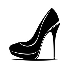 High Heel Shoe  silhouette vector black color vector isolated white background