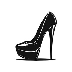 High Heel Shoe  silhouette vector black color vector isolated white background