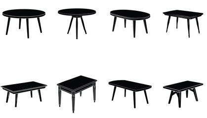 Table Vector Shilhouette Bundle Set Collection