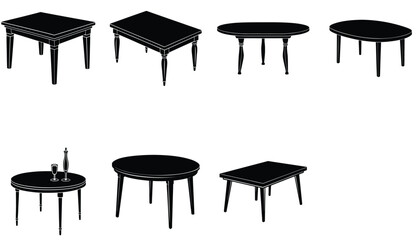 Table Vector Shilhouette Bundle Set Collection