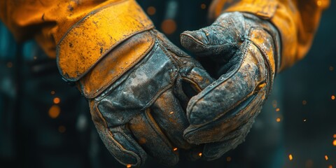 Close-up of rugged, worn gloves as a symbol of labor and craftsmanship.