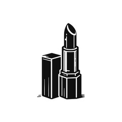 Lipstick silhouette vector black color vector isolated white background
