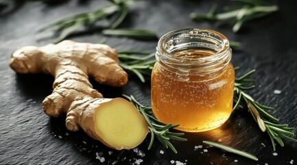 Ginger infusion preparation kitchen food photography natural ingredients close-up health benefits