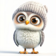 Obraz premium Cute owl wearing a knit hat