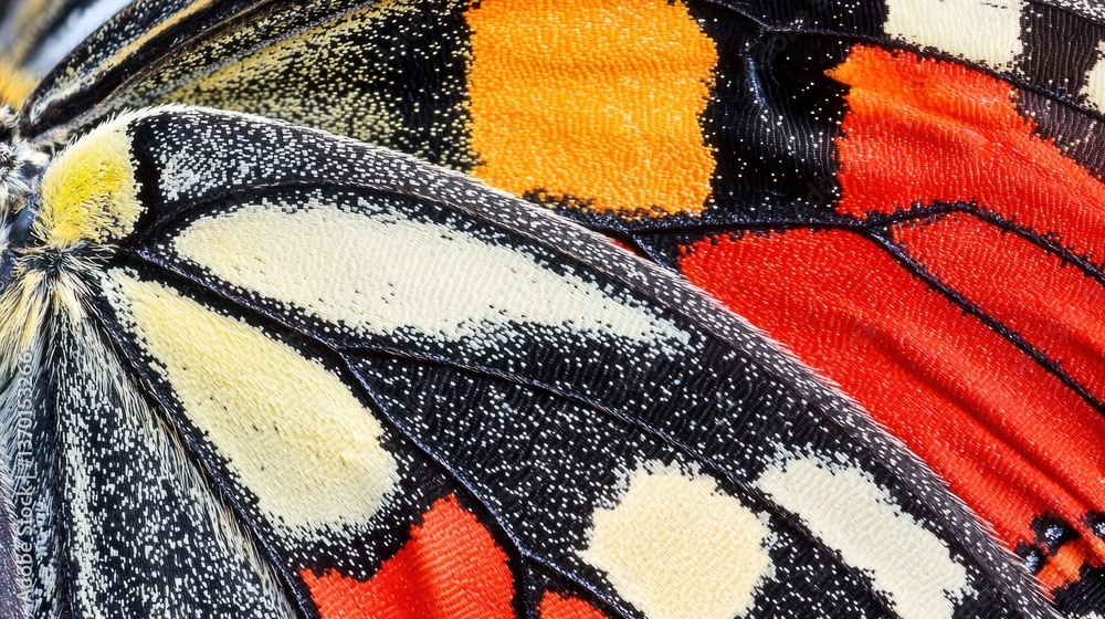 Poster vibrant close-up of butterfly wing showing intricate patterns and colors