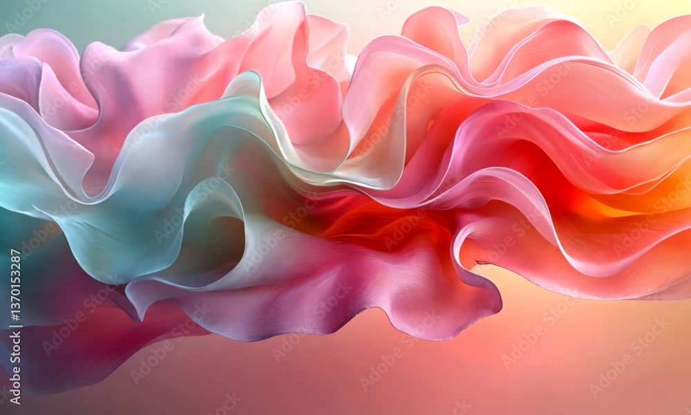 Aufkleber abstract flowing silk fabric animation with elegant colorful wave pattern design