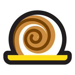 Black Line Icon cute Sweet Brown Roll Cake
