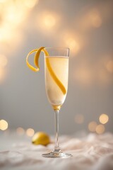 Sparkling Wine Cocktail with Lemon Twist for Elegant Celebrations