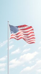 US Flag Waving for Clear Sky, Patriotic. (1)
