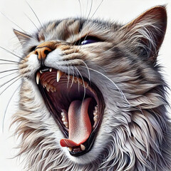 あくびをする猫[generativeAI]