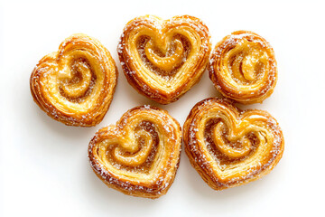 Fototapeta premium a group of heart shaped pastries on a white surface