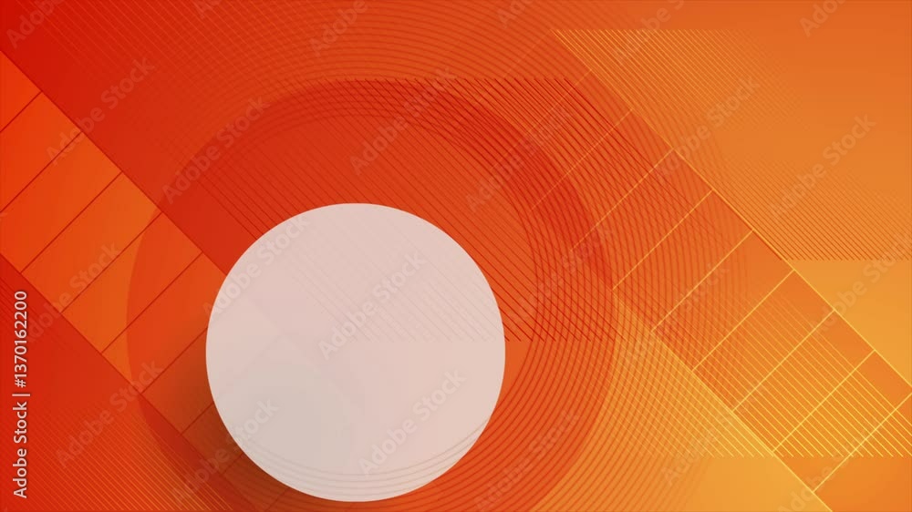 Aufkleber Concept bright orange minimal geometric background with abstract circles and stripes. Seamless looping motion design. Video animation Ultra HD 4K 3840x2160