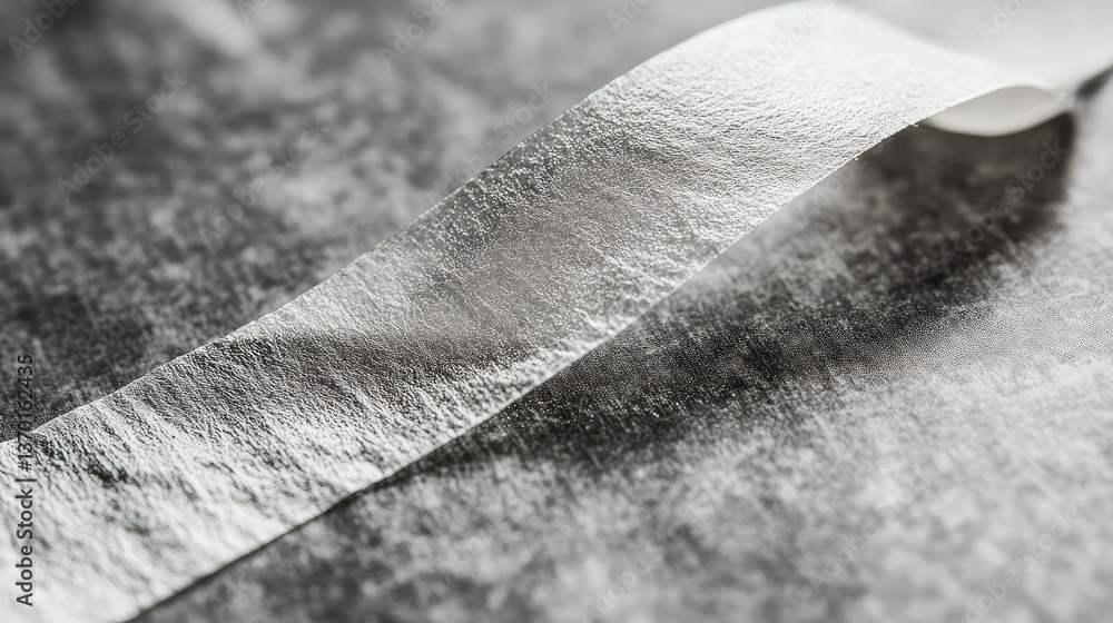 Poster close-up of soft white fabric ribbon draped elegantly on a textured background showcasing natural pa