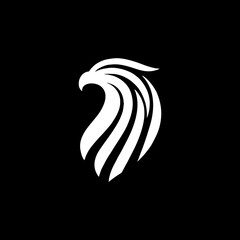 Abstract Eagle Silhouette Logo in Black, Geometric Vector Design on White Background for Professional Use

