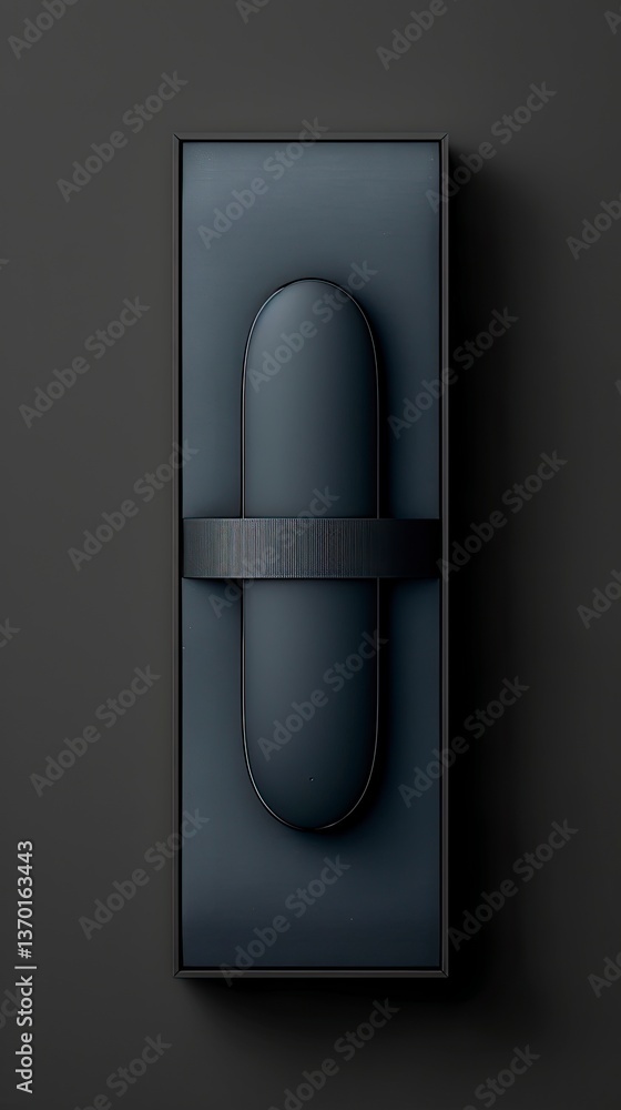 Poster Dark gray, oblong object in a matching box