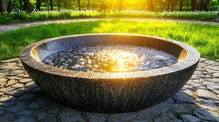 A beautiful water fountain in a peaceful park setting