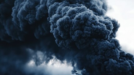 Dark Volcanic Ash Clouds Erupting into the Sky Over a Dramatic Landscape, Creating a Stunning and Ominous Atmosphere of Natural Power and Fury