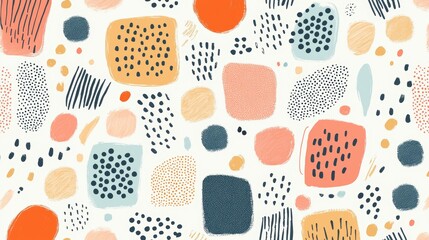 Abstract Hand Painted Shapes Seamless Pattern
