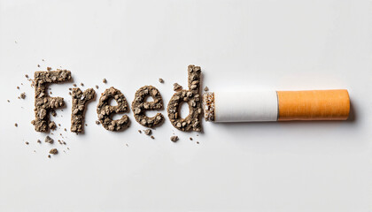 Freed text made from crushed cigarette for blogs, websites, anti-smoking campaigns, health awareness materials, presentations, and educational content about quitting tobacco