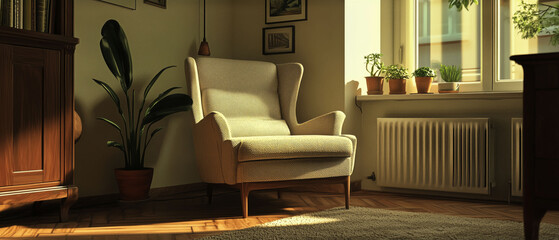 Picture of a sofa with atmosphere and beautiful light
