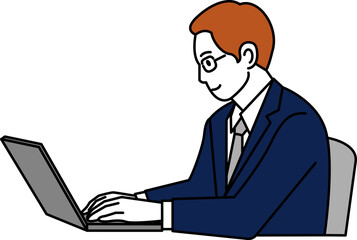 横から見たパソコンを操作する男性