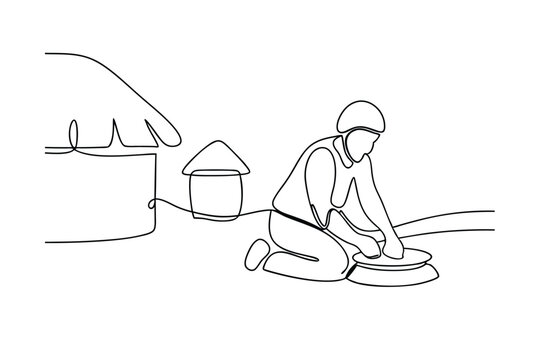 black and white pottery maker at work clip art preview