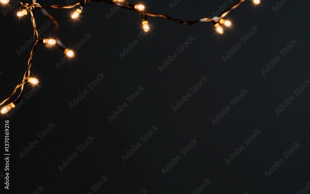 Aufkleber warm white string lights on dark background, creating a festive and inviting atmosphere. ideal for h