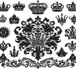 Naklejka premium Luxury Ornamental Tattoos Vintage Vector Bundle | Baroque, Royal Frames & Floral Designs 