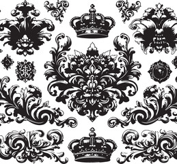 Naklejka premium Luxury Ornamental Tattoos Vintage Vector Bundle | Baroque, Royal Frames & Floral Designs