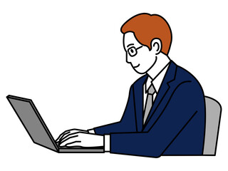 横から見たパソコンを操作する男性