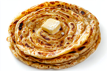 a stack of flatbreads with butter on top