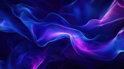 Obraz premium Vibrant Abstract Waves in Blue and Purple with Smooth Flowing Lines and Ethereal Light Effects for Creative Design Projects and Backgrounds