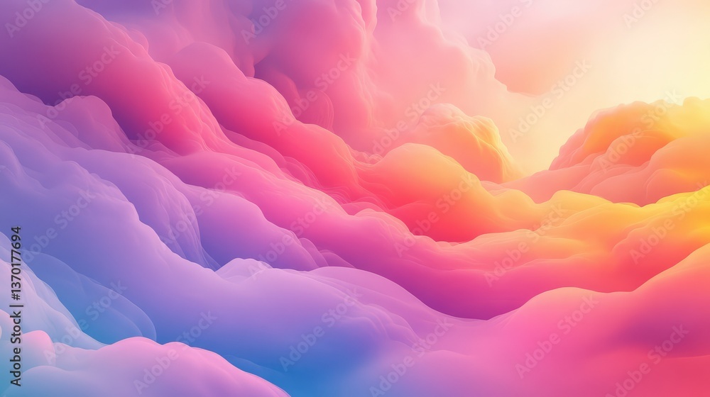 Poster dreamy and colorful abstract clouds at sunset with soft pastels capturing serenity and tranquility p