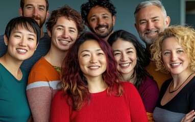 Fototapeta premium A Vibrant Group of Diverse Individuals Sharing a Moment of Joyful Connection