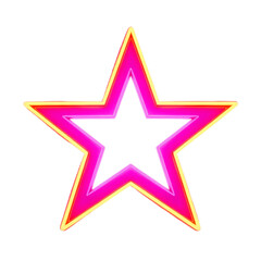 Obraz premium Pink-Neon-Star-Outline-Black-Background-Graphic-Design