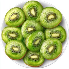 Fototapeta premium Bowl full of fresh kiwi slices with vibrant green color and juicy texture