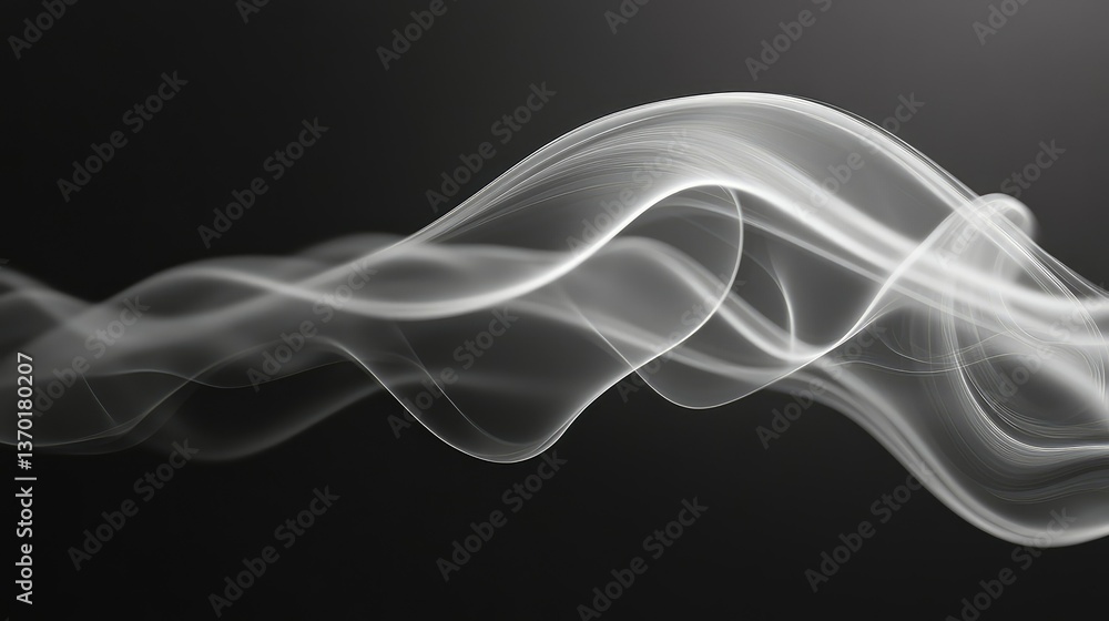 Aufkleber ethereal flow of white smoke waves on a dark background creating a mystical and dreamy atmosphere fo