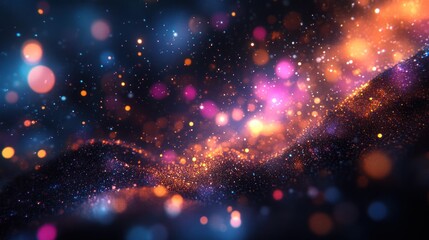 Fototapeta premium Black Background with Colorful Light Fragments and Bokeh Overlay Effects