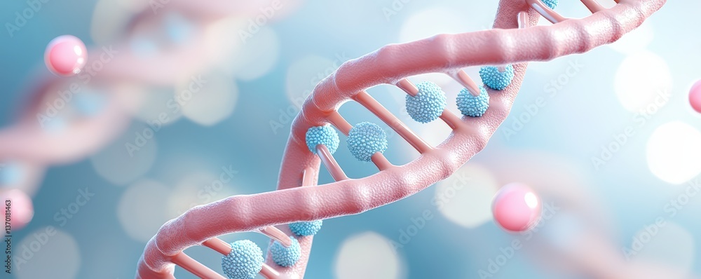 Aufkleber a colorful representation of a dna double helix with vibrant spheres, symbolizing genetics and molec