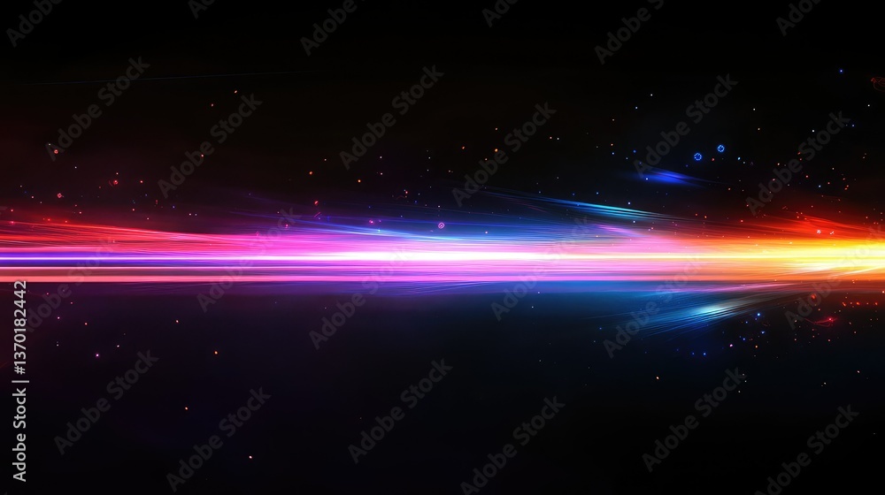Poster vibrant colorful light streaks on a dark background creating a dynamic and engaging visual effect, p