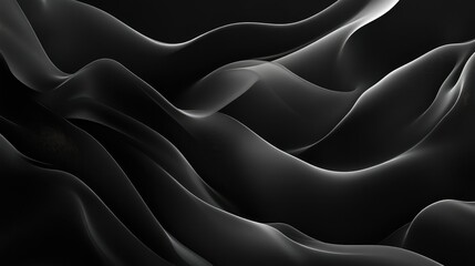 Obraz premium Abstract Black and White Waves Flowing in a Modern Art Style, Creating a Tranquil and Elegant Aesthetic for Use in Backgrounds and Design Projects
