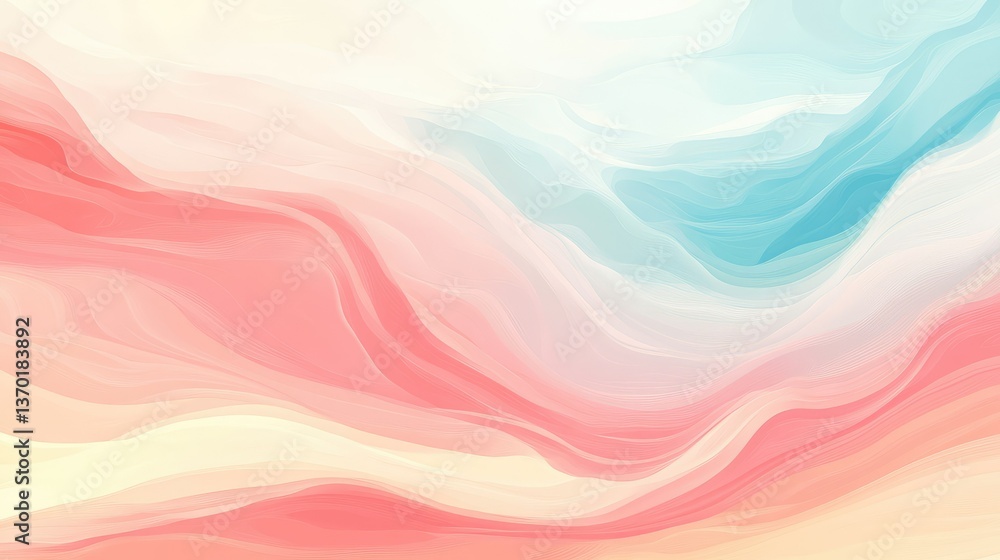 Poster ethereal abstract waves of soft pastel colors creating a dreamy background for artistic designs and 