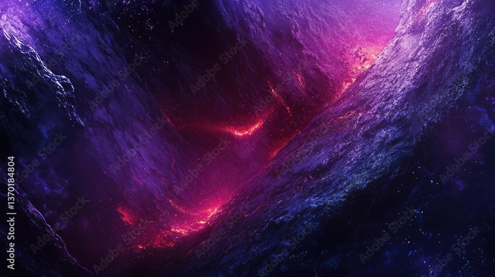 Poster captivating abstract cosmic landscape with vibrant colors and deep textures, depicting a mystical jo