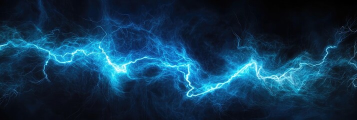 Dramatic Blue Lightning Streaks Across a Star Speckled Dark Background Creating High Voltage Energetic Visual Effect