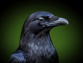 Raven Portrait in Dark Green