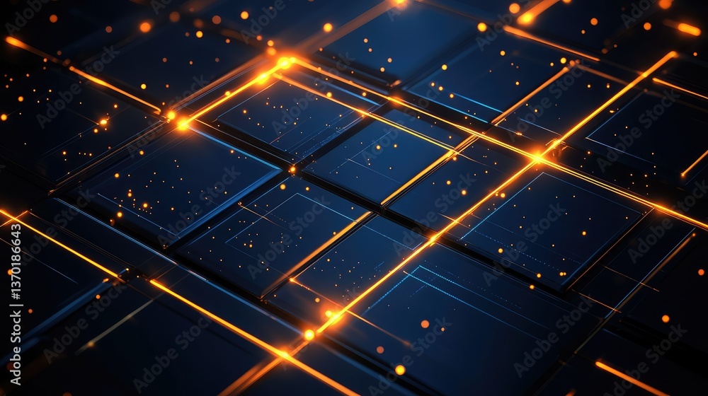 Poster abstract technology background with glowing lines and sparks for digital innovation, connectivity, a