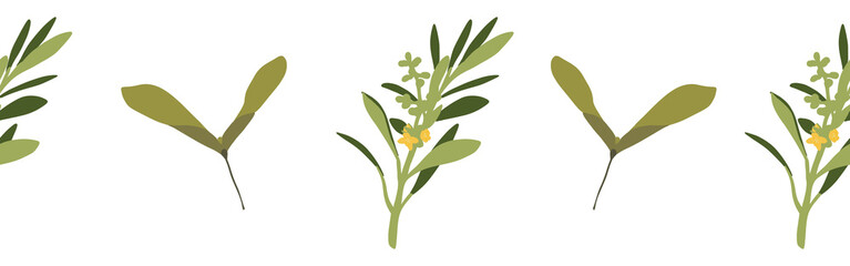  Leaves border on a white background. Hand-drawn illustration. Perfect for spring and summer.