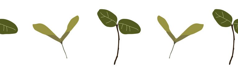  Leaves border on a white background. Hand-drawn illustration. Perfect for spring and summer.