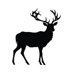 Fototapeta premium Reindeer silhouette vector flat graphic illustration
