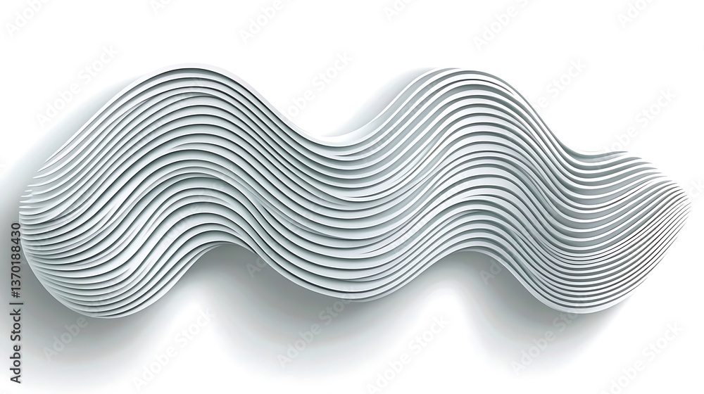 Poster wavy white layered design against a smooth white background creating shadows